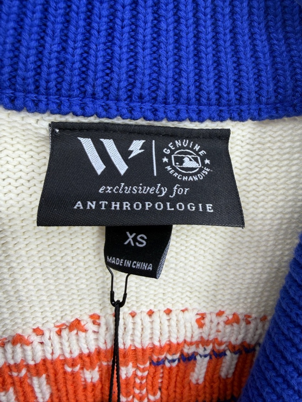 Anthropologie NWT The Wild Collective MLB NY Mets Cardigan Cotton Size XS - Picture 8 of 16